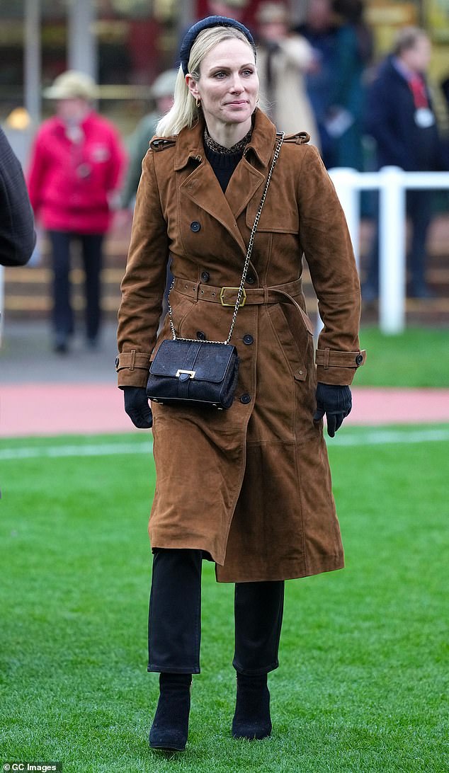 Attending the Christmas meeting at Cheltenham Racecourse in December, Zara appeared stylishly cosy in Fairfax & Favor's 'Frances' coat