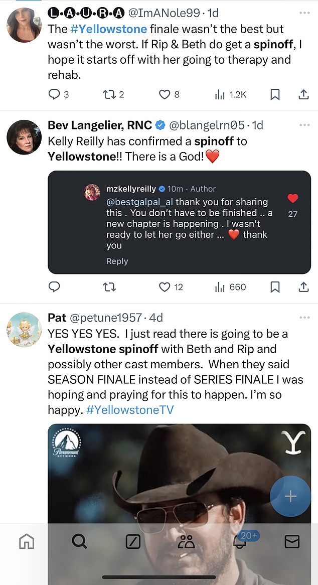 Fans had mixed reactions for the Beth/Rip spinoff, with some taking to X, formerly Twitter, to vent their frustrations - and joy