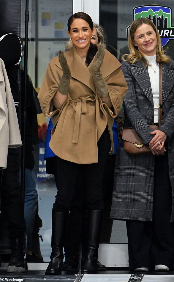 Meghan, Duchess of Sussex attends the Invictus Games One Year To Go Winter Training Camp at Hillcrest Community Centre on February 16, 2024 in Vancouver, Canada