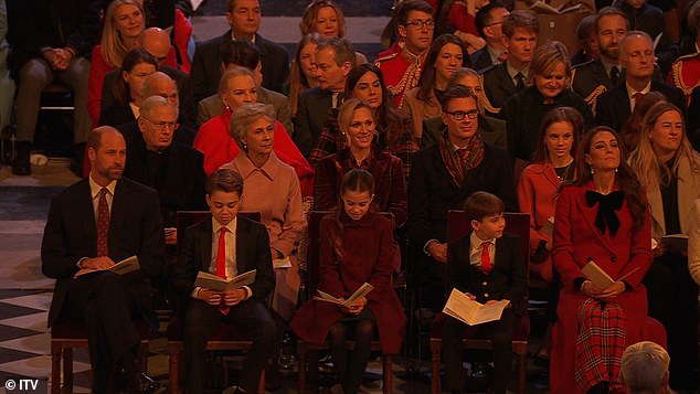 The new clip provides the first glimpse of the royals inside the carol concert, which is due to air on Christmas Eve