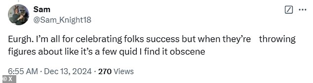 'Rushing to X to express their outrage, fans wrote: '£2 million budget. P*** off BBC , the regular rich t***s with £750K+ are bad enough!'