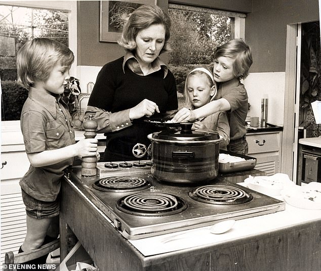 The former Great British Bake Off star, 89, said her plea came from the experience of losing her son William in 1989 when he was killed in a car accident at the age of 19 (Pictured is Mary with her sons William and Tom and daughter Annabel)