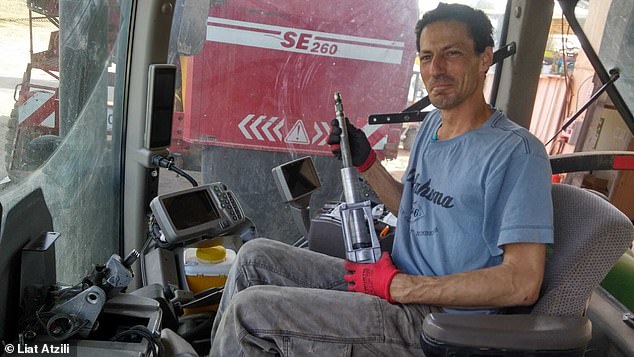 Aviv Azili is pictured. For Liat, her connection to Aviv lies in the quiet agricultural workshop where he spent his days fixing tractors and crafting metal art inspired by the fields he loved