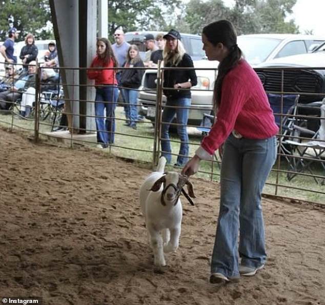 Her social media shows Aubrey posing with her own goat, Lacey, posting that she was 'so excited' to head up the FFA for her high school senior year