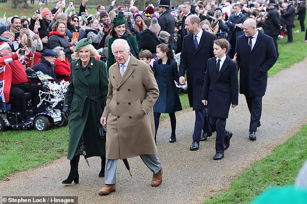 Fans of the royals lined the grassy verge beside them as they greeted the family