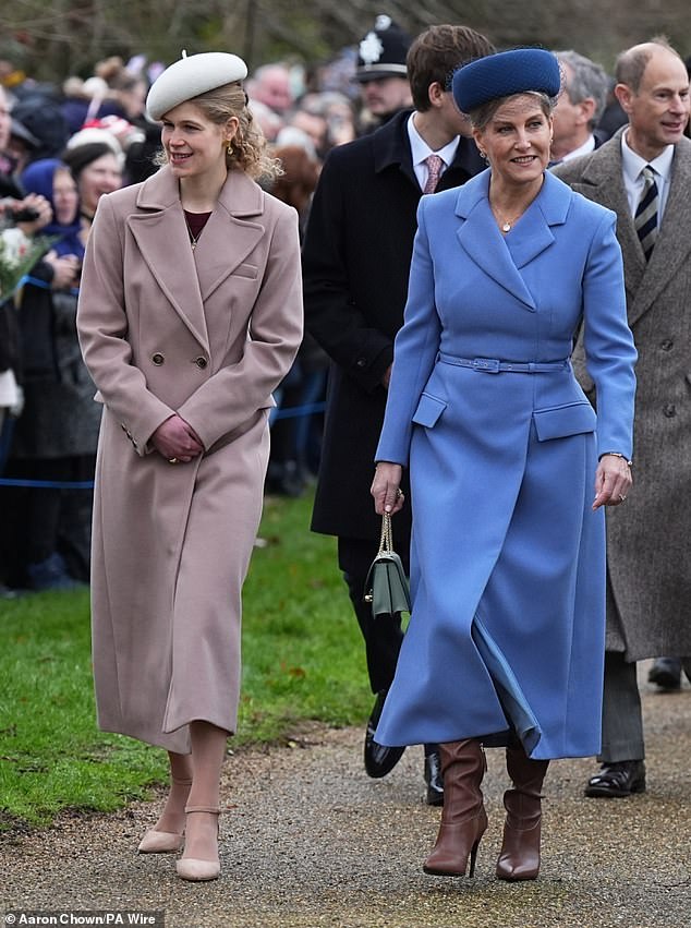 The Duchess of Edinburgh and Lady Louise braved the cold this morning