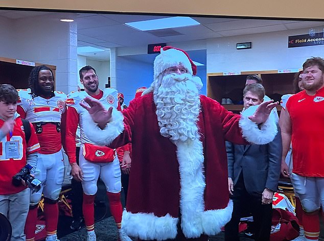 Andy Reid hilariously dressed as Santa after the Chiefs' Christmas Day win over the Steelers