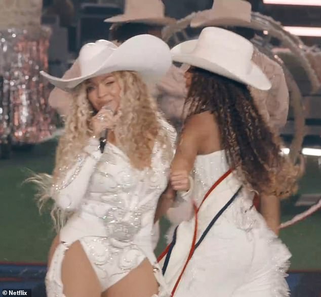 Knowles-Carter gave her precocious nepo-baby a discreet shout out mid-song when she changed the word 'boy' to 'Blue' in the lyric: 'Then spin me in the middle, Blue, I can't read your mind'