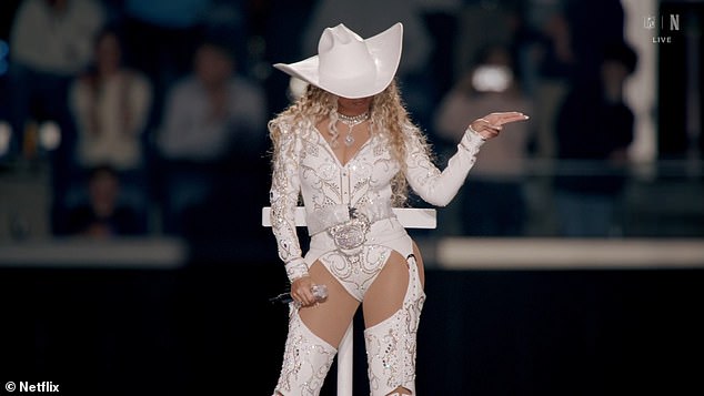 The Texan songstress raised eyebrows using a finger-gun gesture just as a big 'Bang' banner unfurled beneath her platform, a move which is illegal for NFL players to make on the field