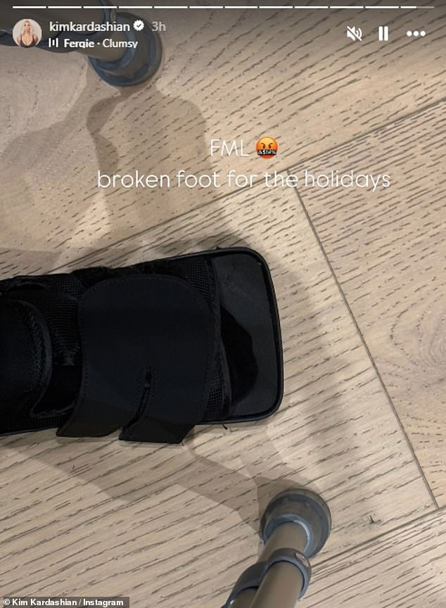 Earlier this month, Kim first revealed that she had hurt her foot by uploading a snap to her Instagram stories