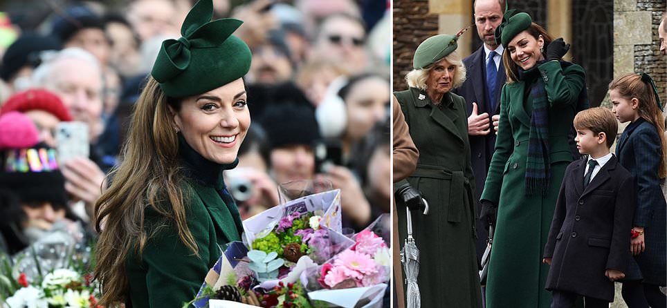 Kate Middleton looks radiant for Christmas Day service in Sandringham as royal fans wait