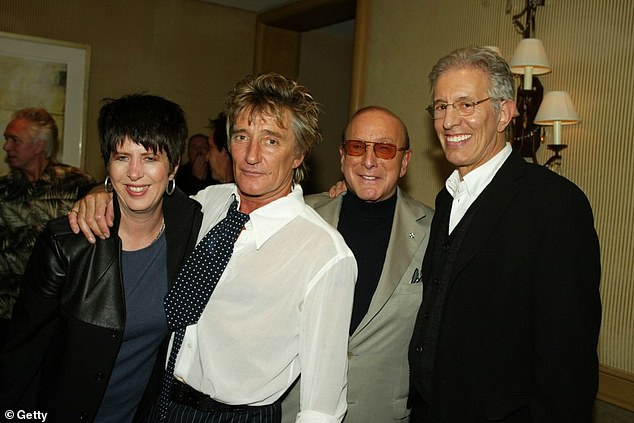 Sir Rod pictured with Richard in 2002; L-R Diane Warren, Rod Stewart, Clive Davis, Richard Perry