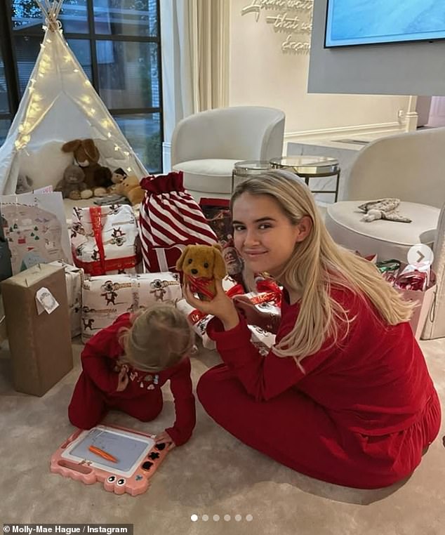 It marked a drastic change from Christmas last year, which she celebrated with Tommy, before the pair shocked fans in the summer when they announced they'd split after five years