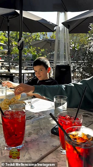 Earlier that day, Mellencamp treated her kids to a fun-filled day at LA outdoor mall The Grove where they ate calamari at La Piazza