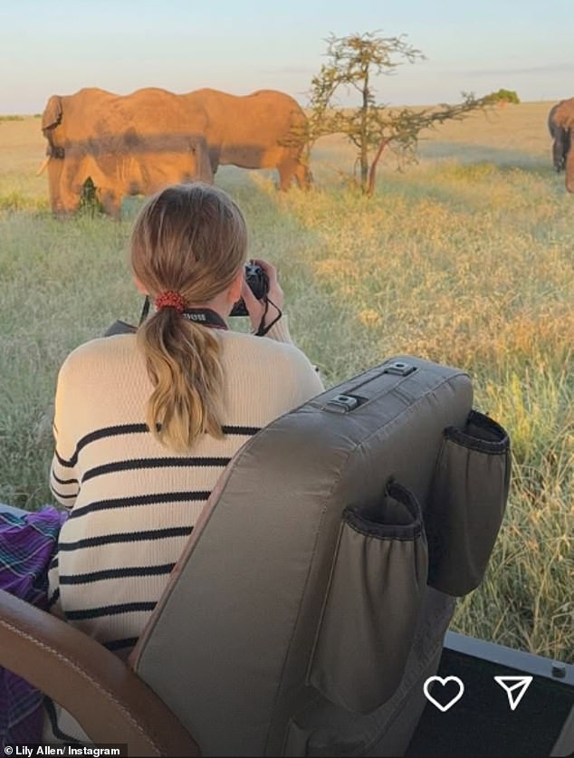 She also shared photos of the trio being driven around on a cart as they took pictures of wildlife in the area