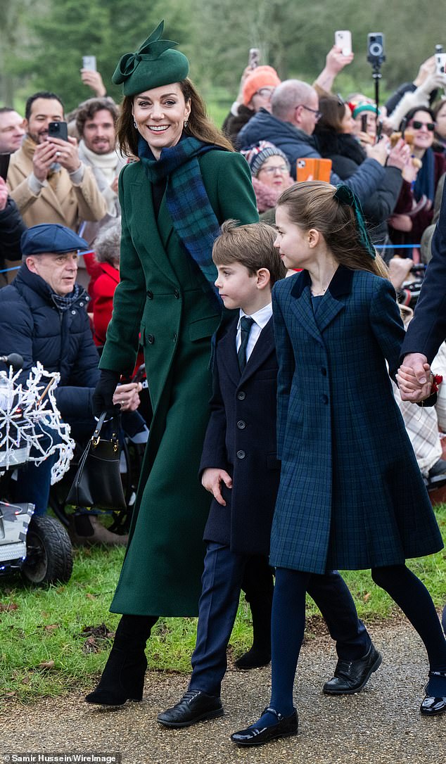 Each member of the Wales family donned similar shades of blue and green for the festivities on Wednesday