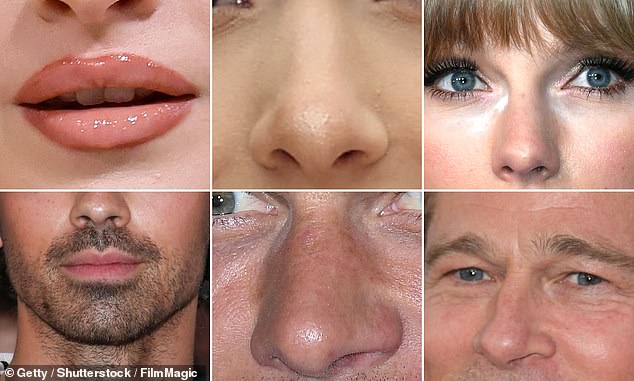 The above shows the celebrity facial features that women (top row) and men (bottom row) ask plastic surgeons for