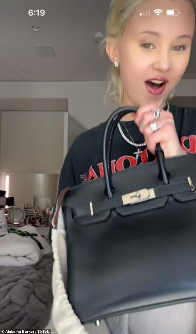 Kourtney Kardashian's stepdaughter, Alabama Barker, showed off a number of her lavish gifts in a new TikTok