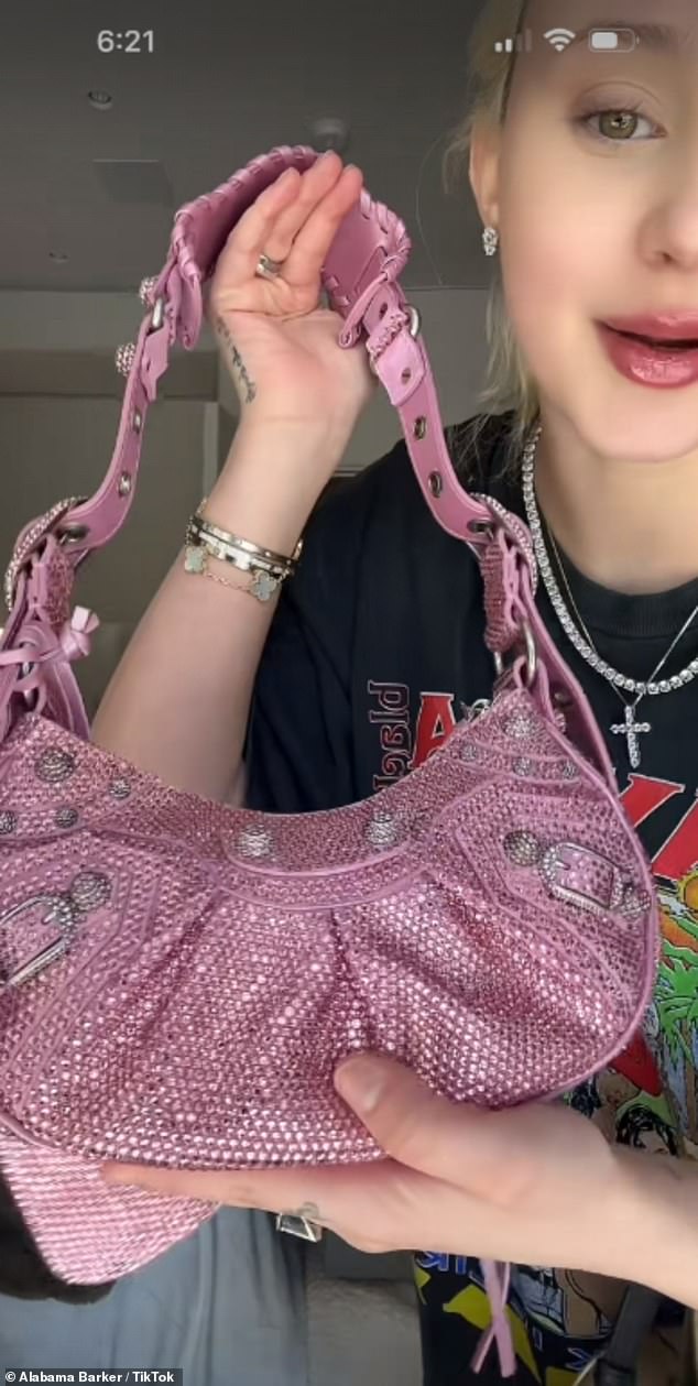 Alabama also raved about getting a 'cute' Prada shearling mini pouch ($1,390) that she said she would keep in her car as well as a Jean Paul Gaultier pool coverup ($360), Balenciaga boots ($2,850), a Roberto Cavalli vintage jacket ($792), a Goyard carrier ($630), a Dolce and Gabbana catsuit (2,345) and Gucci heels