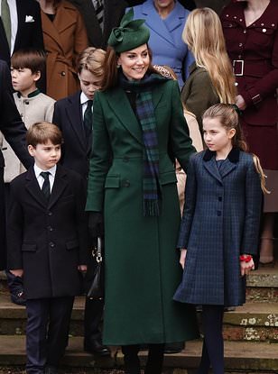 Princess Charlotte, Prince George and Louis colour coordinate with William and Kate as