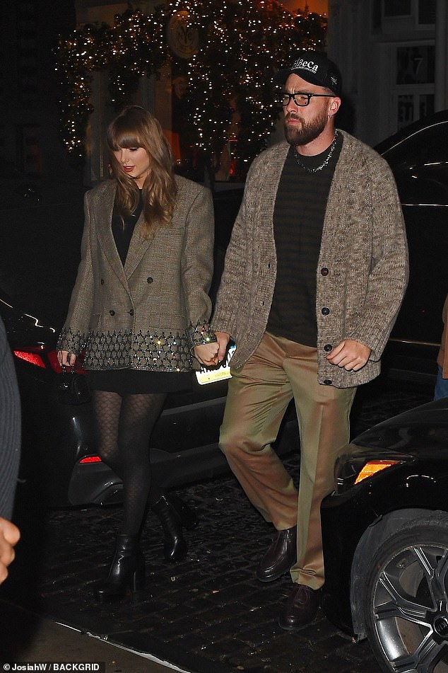 Taylor Swift and boyfriend Travis Kelce looked every inch the cute couple as they coordinated looks on a romantic date night at BondST Restaurant in New York City