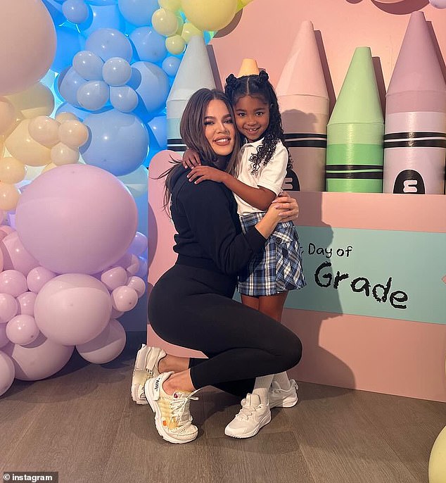 Khloé Kardashian shared a health update on her daughter True after previously revealing the six-year-old was ill, forcing them to miss the annual Kardashian Christmas Eve party; seen in August