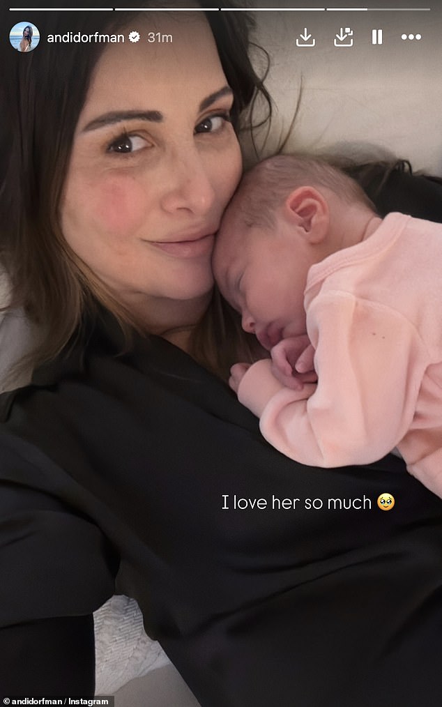 In an additional update, Dorfman snapped a selfie with her baby girl as she seemingly continues to recover back at home. 'I love her so much,' she penned