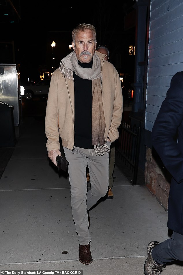 Kevin Costner, 69, was also in attendance as he sported a simple outfit, paired with a fringe scarf and a gray mustache and goatee