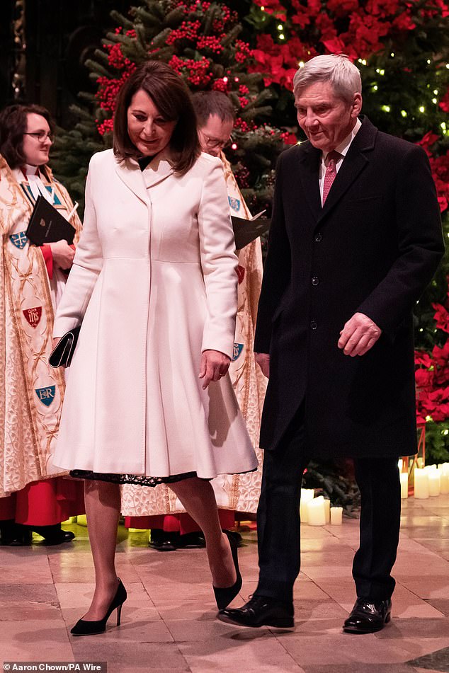 His parents - Michael and Carole (pictured at Kate's carol concert) - would treat the kids to trips to the Swiss Alps in the summer