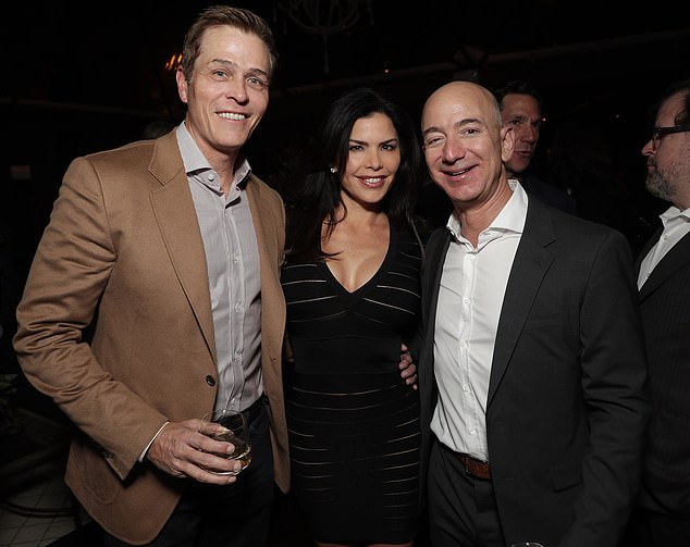 Patrick was previously married to Lauren Sanchez, who had an affair with Amazon boss Jeff Bezos circa 2018-2019. (Patrick, Lauren and Jeff are pictured in LA on December 3, 2016)