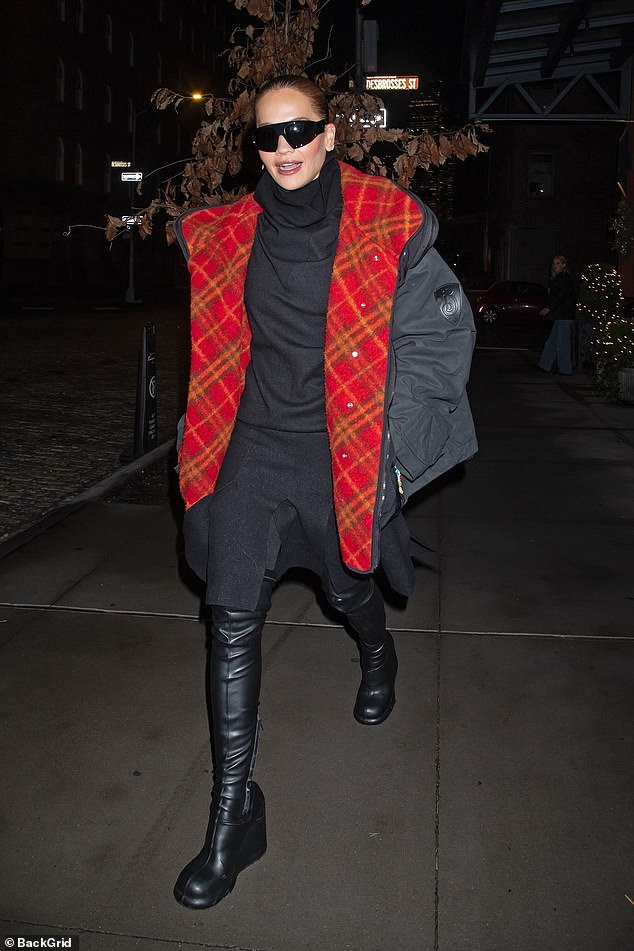 Rita Ora continued to show off her bold sense of style as she arrived in New York on Sunday evening