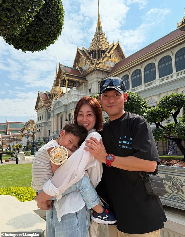 Kang Ko, 43, and his wife Jin Lee Seon, 37, shared pictures of their first family holiday on Instagram