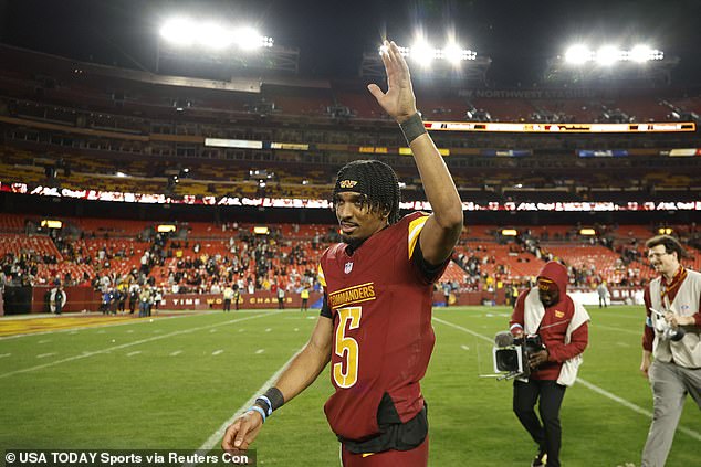 Jayden Daniels beat a Robert Griffin III record for the Washington Commanders on Sunday