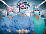 Medical staff try out the new sustainable theatre caps (Marsaili Mainz/PA)