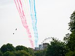 The Royal Air Force Red Arrows performed a flypast to mark the 75th anniversary of VE Day (Aaron Chown/PA)