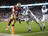 San Francisco 49ers quarterback Joshua Dobbs (5) scores a touchdown during the second half of an NFL football game against the Detroit Lions, Monday, Dec. 30, 2024, in Santa Clara, Calif. (AP Photo/Godofredo A. Vásquez)