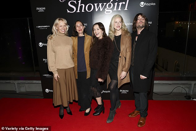 Writer Kate Gersten (second from right), and producer of the movie Robert Schwartzman (far right) also attended the event and posed up a storm on the red carpet alongside Pamela