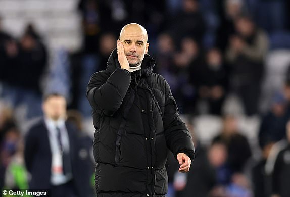 LEICESTER, ENGLAND - DECEMBER 29: Pep Guardiola Manager / Head Coach of Manchester City after the Premier League match between Leicester City FC and Manchester City FC at The King Power Stadium on December 29, 2024 in Leicester, England. (Photo by Catherine Ivill - AMA/Getty Images)