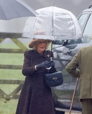 A right royal downpour! King Charles and Queen Camilla brave the rain as they head to