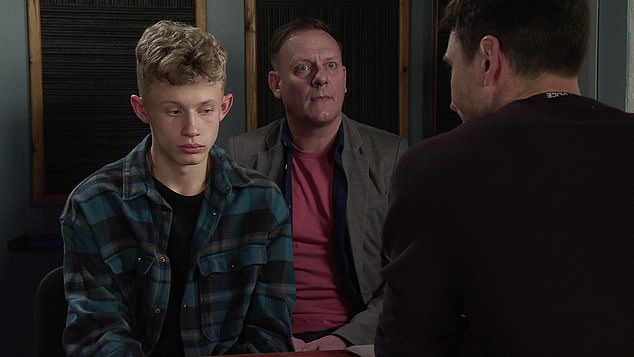 Dylan attends a meeting at the police station over the stabbing where Kit tells him that he will be charged with possession of a bladed article, leaving the teen terrified