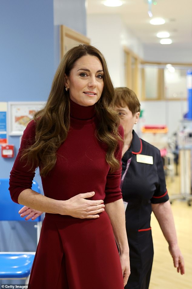 Kate meets with patients to show her support during her trip to the Royal Marsden this morning