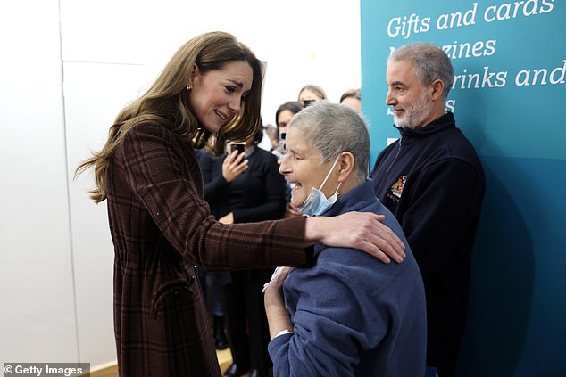 The Princess of Wales talks with patient Rebecca Mendelhson at the Royal Marsden Hospital