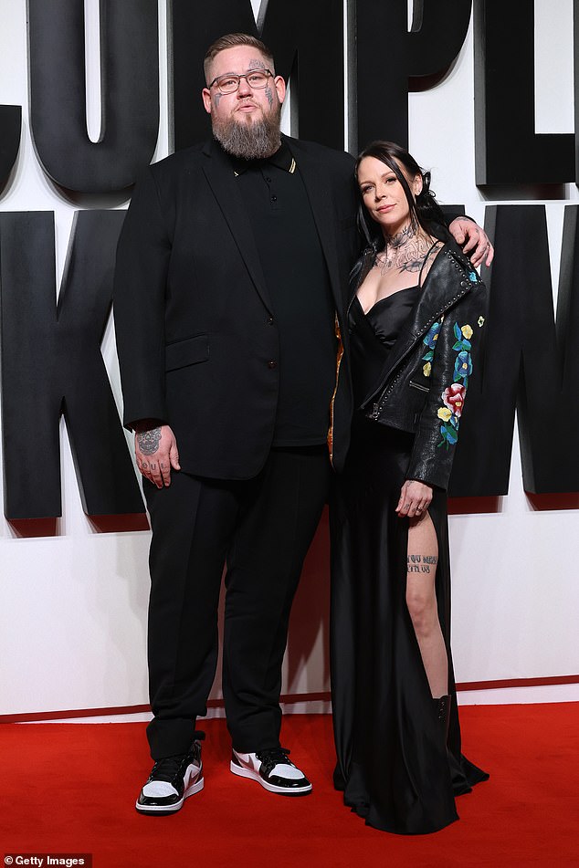 Rag'n'Bone Man showcased his trimmer frame in an all-black suit as he attended the UK premiere of A Complete Unknown alongside his wife Zoe Beardsall on Tuesday