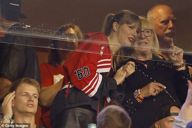 She sat alongside Kelce's mom Donna against the Broncos at Arrowhead later that month