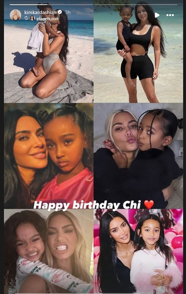 One saw them at their annual Christmas Eve party, another was during a beach vacation and then there was an image from a family party. Out of all her kids - she also has North, Saint and Psalm with ex-husband Kanye West - Chicago looks the most like the photogenic cover girl