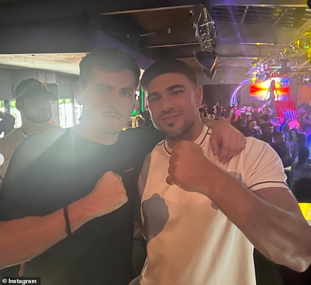 After his wild night out in Dubai, Tommy partied in a nightclub during a boozy holiday in North Macedonia with friends (pictured Tommy on a night out in Macedonia)