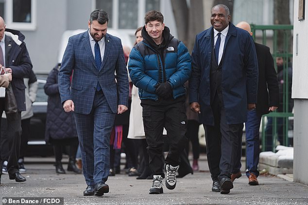 Barry Keoghan, 32, touched down in Bulgaria alongside Foreign Secretary David Lammy, 52, on Friday, to launch Children's Care campaign across the globe