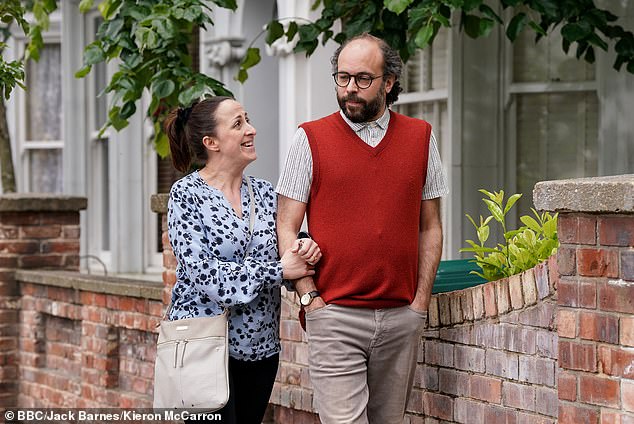 Natalie, 41, plays his onscreen fiancée Sonia Fowler, who is currently languishing in prison after being accused of murdering Reiss' wife Debbie [Natalie and Jonny in character]