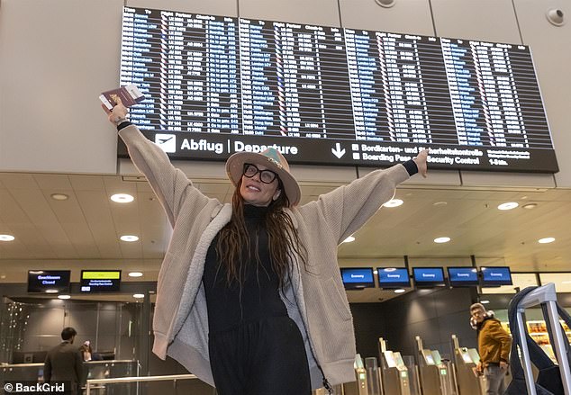 Lilly Becker beamed as she arrived at Zurich airport on Saturday to fly to Australia to appear in the German version of I'm A Celebrity... Get Me Out Of Here!