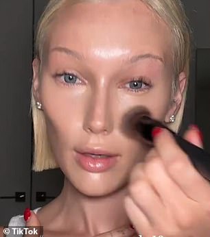 Beauty influencer, Meredith Duxbury, (pictured)  claimed to have used 10 pumps of foundations on her face in one video